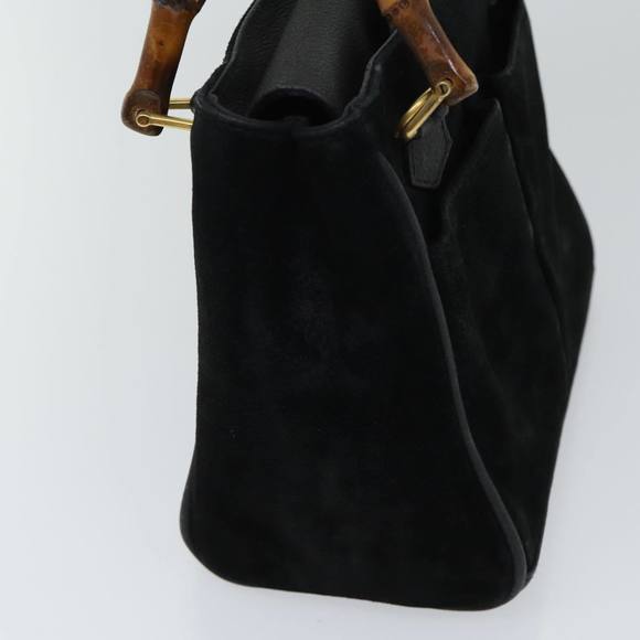 GUCCI Bamboo Hand Bag Suede 2way Black 000 122 0316 Auth 71504 - Picture 4 of 16
